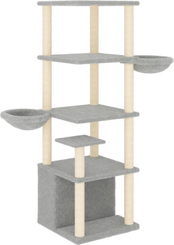 vidaXL - Kattenmeubel - met - sisal - krabpalen - 147 - cm - lichtgrijs