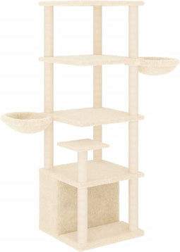 vidaXL - Kattenmeubel - met - sisal - krabpalen - 147 - cm - crèmekleurig