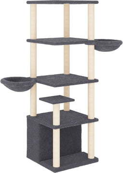 vidaXL - Kattenmeubel - met - sisal - krabpalen - 147 - cm - donkergrijs