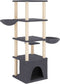 vidaXL - Kattenmeubel - met - sisal - krabpalen - 147 - cm - donkergrijs