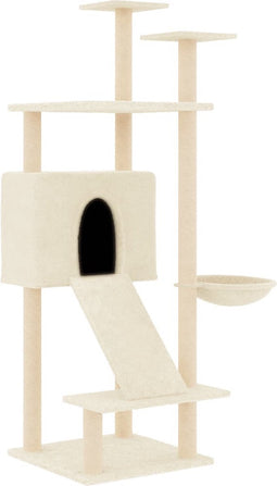 vidaXL - Kattenmeubel - met - sisal - krabpalen - 153 - cm - crèmekleurig