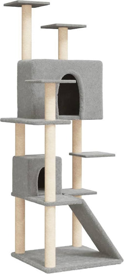 vidaXL - Kattenmeubel - met - sisal - krabpalen - 153 - cm - lichtgrijs