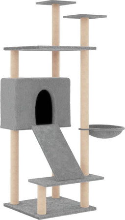 vidaXL - Kattenmeubel - met - sisal - krabpalen - 153 - cm - lichtgrijs