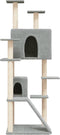 vidaXL - Kattenmeubel - met - sisal - krabpalen - 153 - cm - lichtgrijs