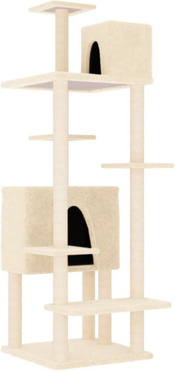 vidaXL - Kattenmeubel - met - sisal - krabpalen - 154 - cm - crèmekleurig