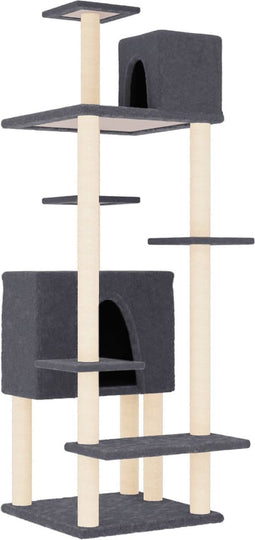 vidaXL - Kattenmeubel - met - sisal - krabpalen - 154 - cm - donkergrijs