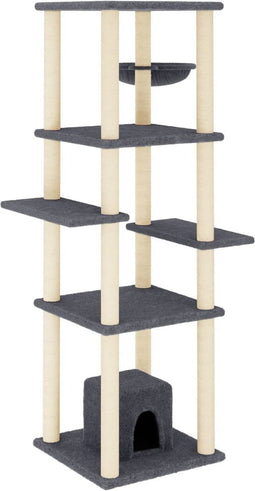 vidaXL - Kattenmeubel - met - sisal - krabpalen - 154 - cm - donkergrijs