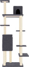 vidaXL - Kattenmeubel - met - sisal - krabpalen - 154 - cm - donkergrijs