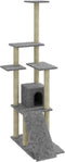 vidaXL - Kattenmeubel - met - sisal - krabpalen - 155 - cm - lichtgrijs