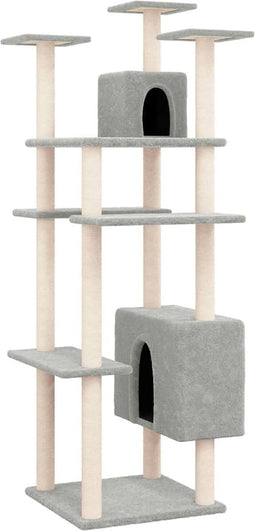 vidaXL - Kattenmeubel - met - sisal - krabpalen - 162 - cm - lichtgrijs