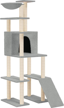 vidaXL - Kattenmeubel - met - sisal - krabpalen - 166 - cm - lichtgrijs