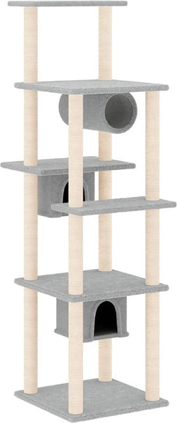 vidaXL - Kattenmeubel - met - sisal - krabpalen - 169 - cm - lichtgrijs