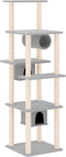 vidaXL - Kattenmeubel - met - sisal - krabpalen - 169 - cm - lichtgrijs