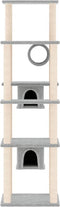 vidaXL - Kattenmeubel - met - sisal - krabpalen - 169 - cm - lichtgrijs