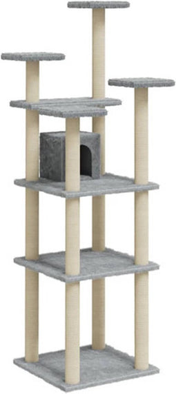 vidaXL - Kattenmeubel - met - sisal - krabpalen - 171 - cm - lichtgrijs