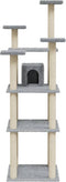 vidaXL - Kattenmeubel - met - sisal - krabpalen - 171 - cm - lichtgrijs