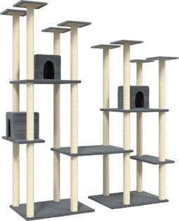 vidaXL - Kattenmeubel - met - sisal - krabpalen - 174 - cm - donkergrijs
