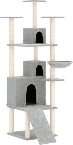 vidaXL - Kattenmeubel - met - sisal - krabpalen - 175 - cm - lichtgrijs