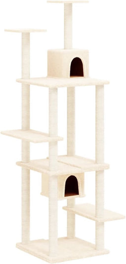 vidaXL - Kattenmeubel - met - sisal - krabpalen - 176 - cm - crèmekleurig