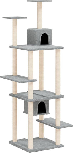 vidaXL - Kattenmeubel - met - sisal - krabpalen - 176 - cm - lichtgrijs