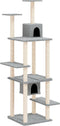 vidaXL - Kattenmeubel - met - sisal - krabpalen - 176 - cm - lichtgrijs