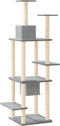 vidaXL - Kattenmeubel - met - sisal - krabpalen - 176 - cm - lichtgrijs