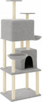vidaXL - Kattenmeubel - met - sisal - krabpalen - 180 - cm - lichtgrijs