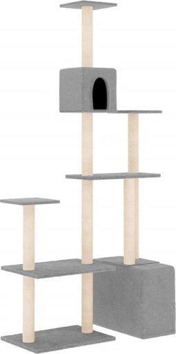 vidaXL - Kattenmeubel - met - sisal - krabpalen - 180 - cm - lichtgrijs
