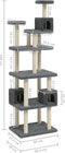 vidaXL - Kattenmeubel - met - sisal - krabpalen - 188 - cm - donkergrijs