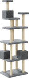 vidaXL - Kattenmeubel - met - sisal - krabpalen - 188 - cm - lichtgrijs