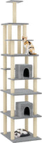vidaXL - Kattenmeubel - met - sisal - krabpalen - 216 - cm - lichtgrijs