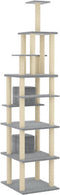 vidaXL - Kattenmeubel - met - sisal - krabpalen - 216 - cm - lichtgrijs