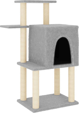 vidaXL - Kattenmeubel - met - sisal - krabpalen - 97 - cm - lichtgrijs
