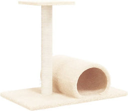 vidaXL - Kattenmeubel - met - tunnel - 60x34,5x50 - cm - crèmekleurig