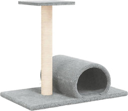 vidaXL - Kattenmeubel - met - tunnel - 60x34,5x50 - cm - lichtgrijs