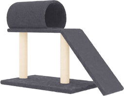 vidaXL - Kattenmeubel - met - tunnel - en - ladder - 55,5 - cm - donkergrijs