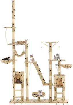 vidaXL - Kattenpaal - met - sisal - krabpalen - 230-250 - cm - pootafdrukken - beige