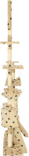 vidaXL - Kattenpaal - met - sisal - krabpalen - 230-250 - cm - pootafdrukken - beige