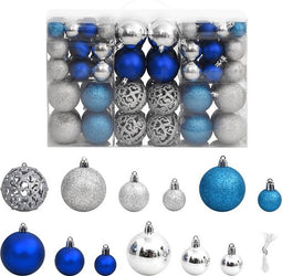 vidaXL - Kerstballen - 100 - st - 3/4/6 - cm - blauw - en - zilverkleurig