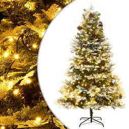 vidaXL - Kerstboom - met - LED - en - dennenappels - 195 - cm - PVC - en - PE - groen