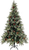 vidaXL - Kerstboom - met - LED - en - dennenappels - 195 - cm - PVC - en - PE - groen