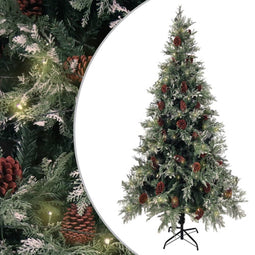 vidaXL - Kerstboom - met - LED - en - dennenappels - 225 - cm - PVC - en - PE - groen