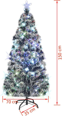 vidaXL - Kerstboom - met - LED - en - standaard - 150 - cm - glasvezel