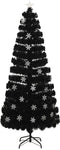 vidaXL - Kerstboom - met - LED-sneeuwvlokken - 210 - cm - glasvezel - zwart