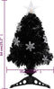vidaXL - Kerstboom - met - LED-sneeuwvlokken - 64 - cm - glasvezel - zwart
