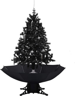 vidaXL - Kerstboom - sneeuwend - met - paraplubasis - 140 - cm - PVC - zwart