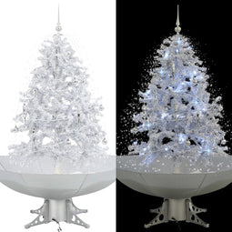 vidaXL - Kerstboom - sneeuwend - met - paraplubasis - 140 - cm - wit