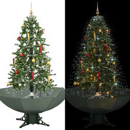 vidaXL - Kerstboom - sneeuwend - met - paraplubasis - 170 - cm - groen
