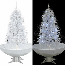 vidaXL - Kerstboom - sneeuwend - met - paraplubasis - 170 - cm - wit