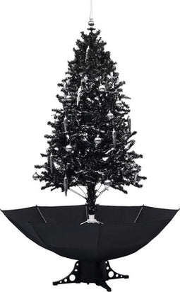 vidaXL - Kerstboom - sneeuwend - met - paraplubasis - 190 - cm - PVC - zwart